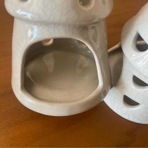 2 Piece Ceramic Tree LED Tea Light Holder Set Beige Threshold Studio Mcgee Xmas - Picture 7 of 11